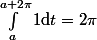 \int_a^{a+2\pi}1\text{d}t=2\pi